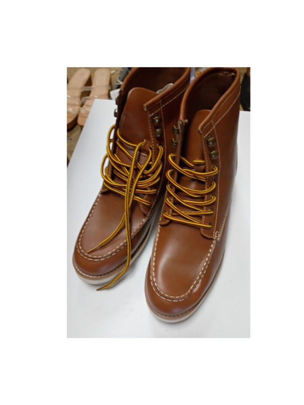 Goodfellow & Co Men's Niles Moc Toe Lace Up Wedge Boots - Cognac Brown